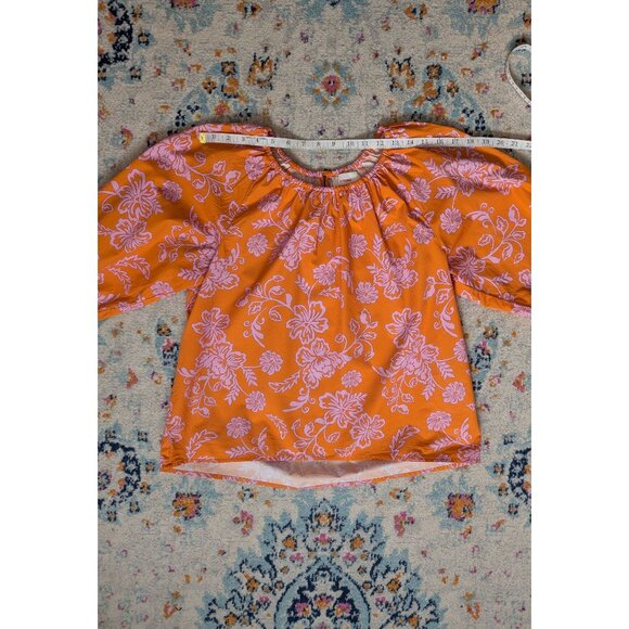 Xirena Scoop Keyhole Neck Blouse with Raglan Sleeves in Tropicana Orange -‎ XS - Picture 5 of 11